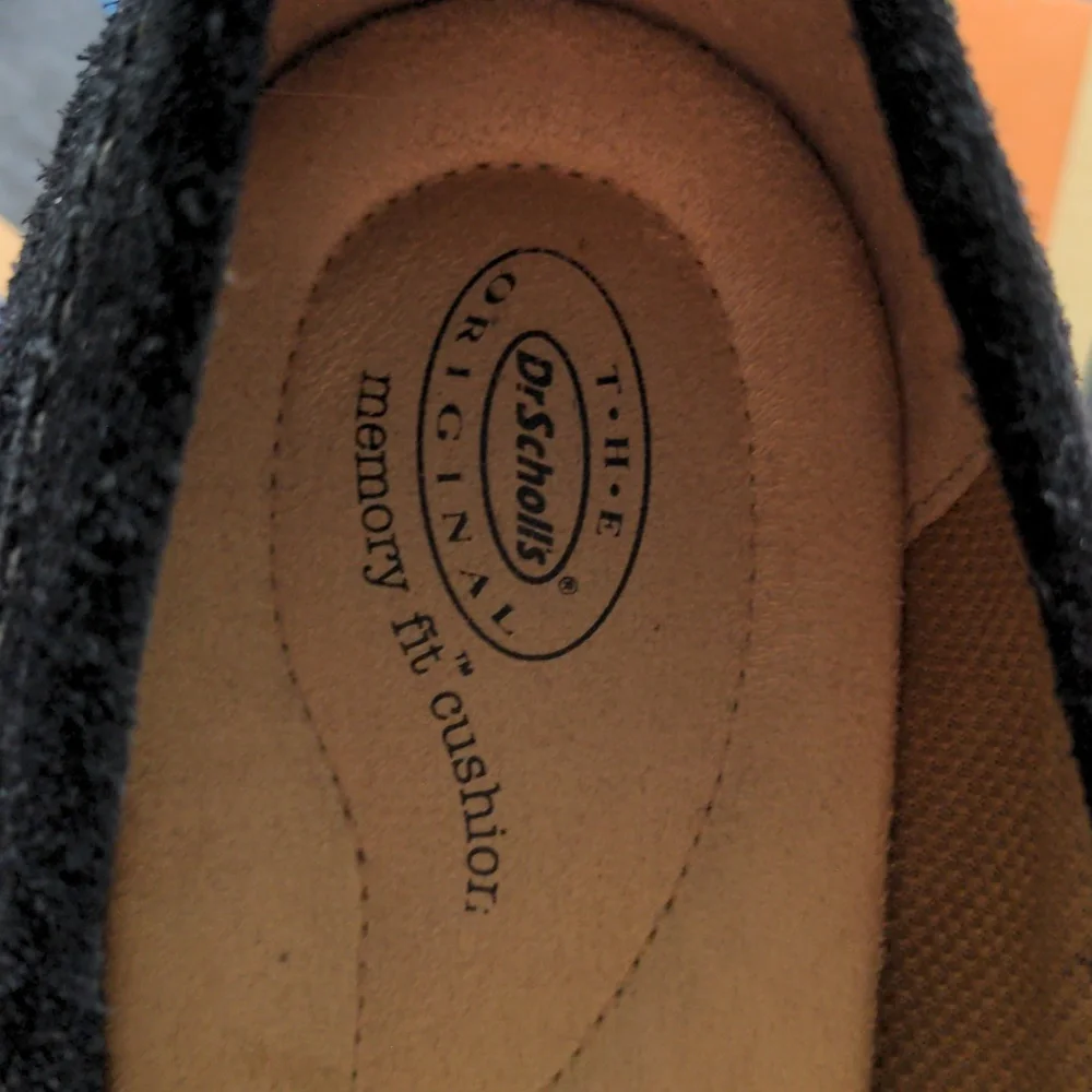 Dr. Scholl's Black Suede Women's Loafers, New, 9 1/2 M, Wedge Heels, Zenith